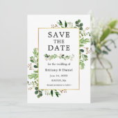 Eukalyptus Greenery Save the Date Karte (Stehend Vorderseite)