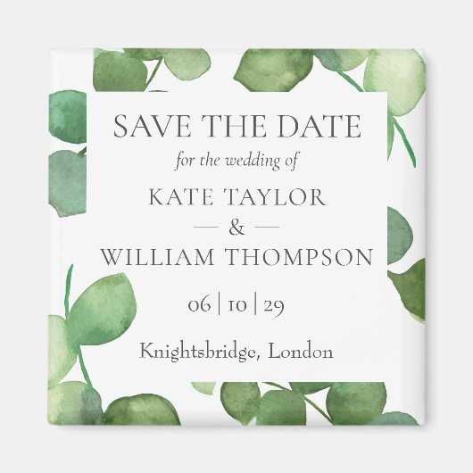 Eukalyptus Greenery Save the Date Magnet (Vorne)