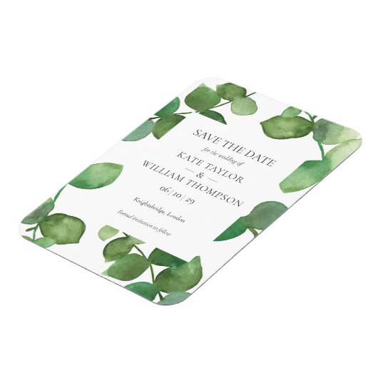 Eukalyptus Greenery Save the Date Magnet (Linke Seite)