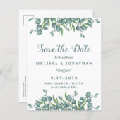 Eukalyptus Greenery Save the Date Postcard (Vorne/Hinten)