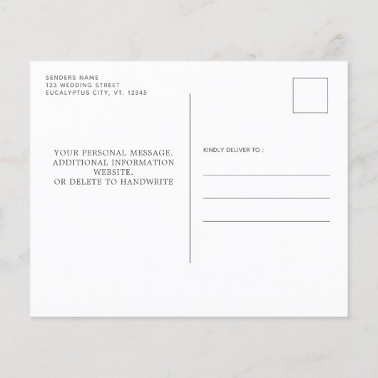 Eukalyptus Greenery Save the Date Postcard (Rückseite)