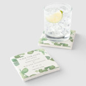 Eukalyptus Greenery Save the Date Steinuntersetzer (Seitenansicht)