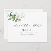 Eukalyptus Greenery Save the Date Wedding Ankündigungspostkarte (Vorne/Hinten)