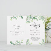 Eukalyptus Greenery Script Blumenzettel (Stehend Vorderseite)