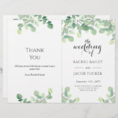 Eukalyptus Greenery Script Blumenzettel (Vorne/Hinten)