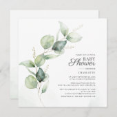 Eukalyptus Greenery Script Botanical Baby Shower Einladung (Vorne/Hinten)