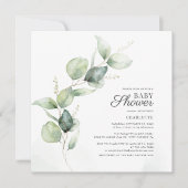 Eukalyptus Greenery Script Botanical Baby Shower Einladung (Vorderseite)