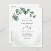 Eukalyptus Greenery Script Botanische Hochzeit Einladungspostkarte (Vorne/Hinten)
