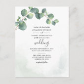 Eukalyptus Greenery Script Botanische Hochzeit Einladungspostkarte (Vorderseite)