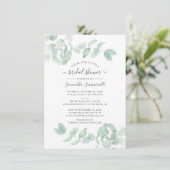 Eukalyptus Greenery Script Botanisches Brautparty Einladung (Stehend Vorderseite)