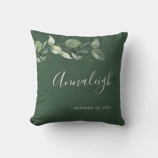 Eukalyptus Greenery Script Botanisches Brautparty Kissen (Vorderseite)