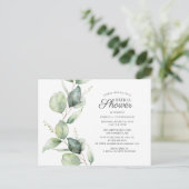 Eukalyptus Greenery Script-Brautparty Einladungspostkarte (Stehend Vorderseite)