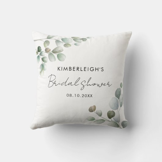Eukalyptus Greenery Script-Brautparty Kissen (Rückseite)