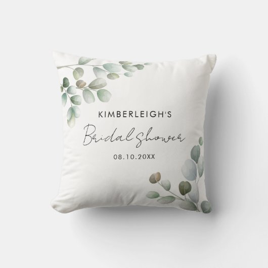 Eukalyptus Greenery Script-Brautparty Kissen (Vorderseite)