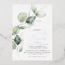 Eukalyptus Greenery Script Brautparty Silver Folieneinladung
