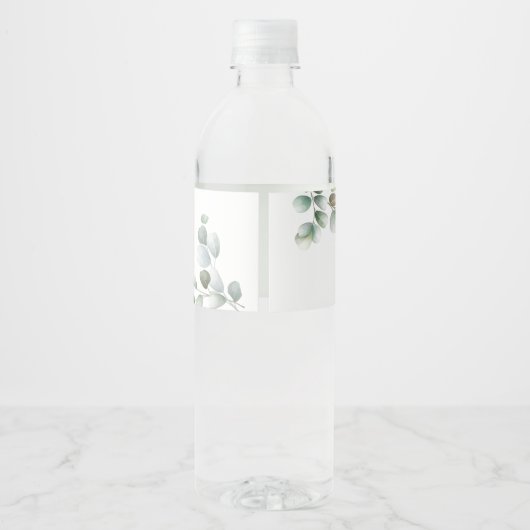 Eukalyptus Greenery Script-Brautparty Wasserflaschenetikett (Rückseite)