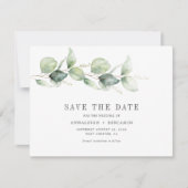 Eukalyptus Greenery Script-Foto Save the Date (Vorderseite)