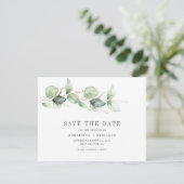 Eukalyptus Greenery Script-Foto Save the Date (Stehend Vorderseite)