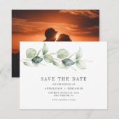 Eukalyptus Greenery Script-Foto Save the Date (Vorne/Hinten)