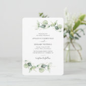 Eukalyptus Greenery Script Minimalistisch Wedding Einladung (Stehend Vorderseite)