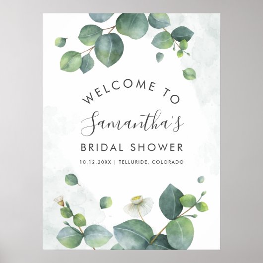Eukalyptus Greenery Script Name Brautparty Poster (Vorne)