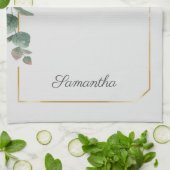 Eukalyptus Greenery Script Personalisiert Geschirrtuch (Gefaltet)