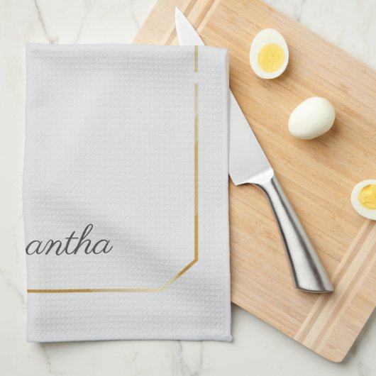 Eukalyptus Greenery Script Personalisiert Geschirrtuch (Viertel Falte)