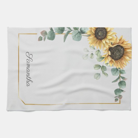 Eukalyptus Greenery Script Personalisiert Geschirrtuch (Horizontal)