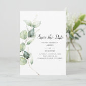 Eukalyptus Greenery Script Save the Date (Stehend Vorderseite)