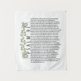 Eukalyptus Greenery Scripture Art Psalm 91 Wandteppich