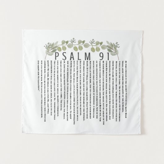 Eukalyptus Greenery Scripture Art Psalm 91 Wandteppich (Vorderseite (Horizontal))