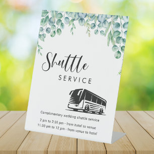 Eukalyptus Greenery Shuttle Service Wedding Sign Sockelschild