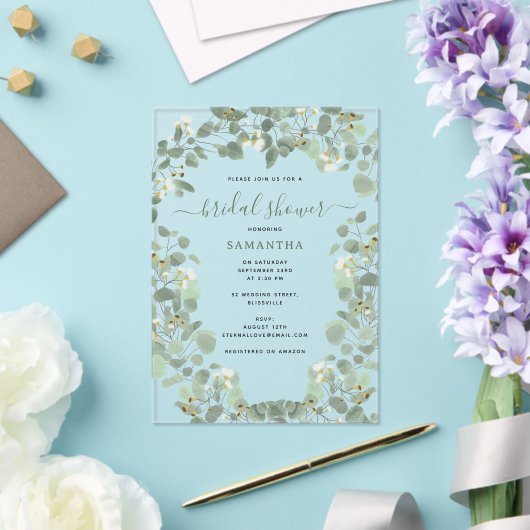 Eukalyptus Greenery Silver Dollar Brautparty Acryleinladungen (In Situ (Hochzeit))