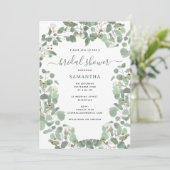 Eukalyptus Greenery Silver Dollar Brautparty Einladung (Stehend Vorderseite)