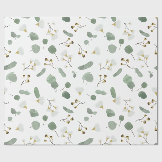 Eukalyptus Greenery Silver Dollar Gum Blüten Geschenkpapier (Flach)