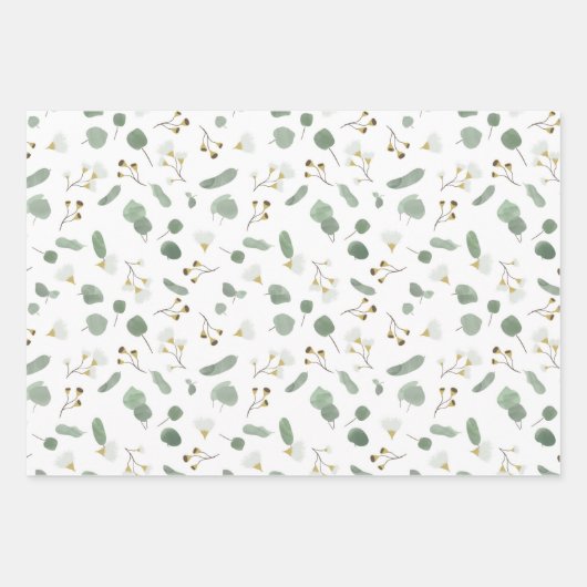 Eukalyptus Greenery Silver Dollar Gum Blüten Geschenkpapier Set (Vorderseite)