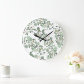 Eukalyptus Greenery Silver Dollar Gum Blüten Große Wanduhr (Zuhause)