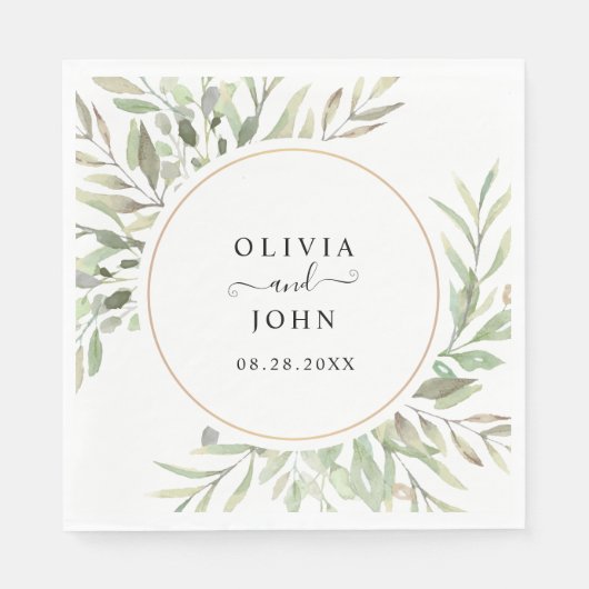 Eukalyptus Greenery Simple Wedding Serviette (Vorderseite)