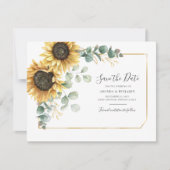 Eukalyptus Greenery Sonnenblume Save the Date (Vorderseite)
