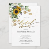 Eukalyptus Greenery Sonnenblumen Brautparty Einladung (Vorne/Hinten)
