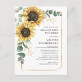 Eukalyptus Greenery Sonnenblumen Brunch mit Bride Einladungspostkarte (Vorderseite)