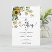 Eukalyptus Greenery Sonnenblumen Einladung Hochzei (Stehend Vorderseite)