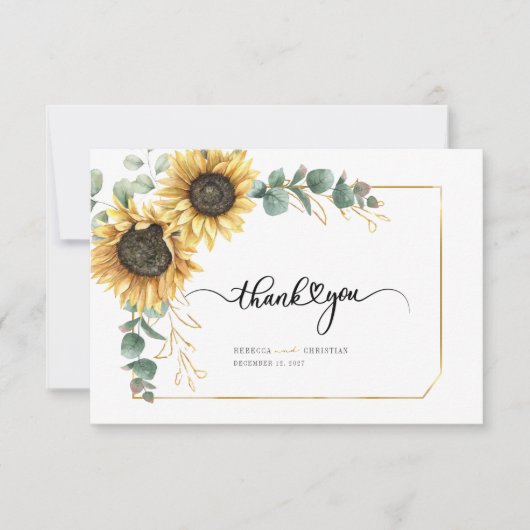 Eukalyptus Greenery Sonnenblumenblume Sukkulent Dankeskarte (Vorderseite)