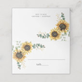 Eukalyptus Greenery Sonnenblumenzellenschrift Hoch Platzkarte (Außenseite Aufgefaltet)