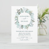 Eukalyptus Greenery Succulent Elegant Wedding Einladung (Stehend Vorderseite)