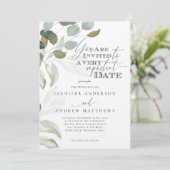 Eukalyptus Greenery Succulent Elegant Wedding Einladung (Stehend Vorderseite)