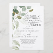 Eukalyptus Greenery Succulent Elegant Wedding Einladung (Vorne/Hinten)