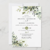 Eukalyptus Greenery Succulent Wedding Einladung (Vorderseite)