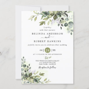 Eukalyptus Greenery Succulent Wedding Einladung