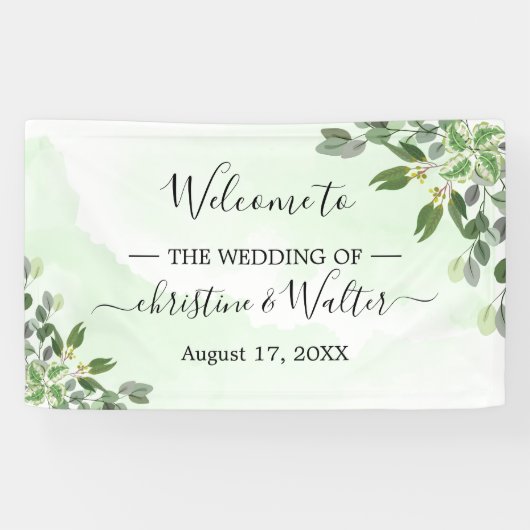Eukalyptus Greenery Succulent Wedding Party Banner (Horizontal)